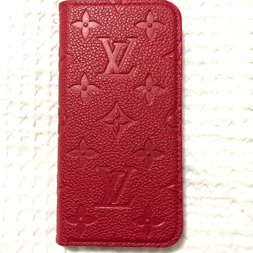 Louis Vuitton iPhone X/XS Empreinte Red Lthr Folio - Picture 1 of 8